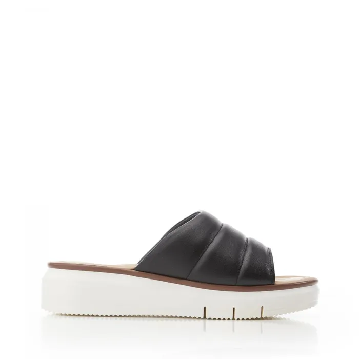 Women Moda In Pelle Flatform Sandals Shoon Sharay Black Leather