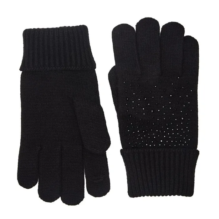Women Moda In Pelle Gloves Praticioglove Black Textile