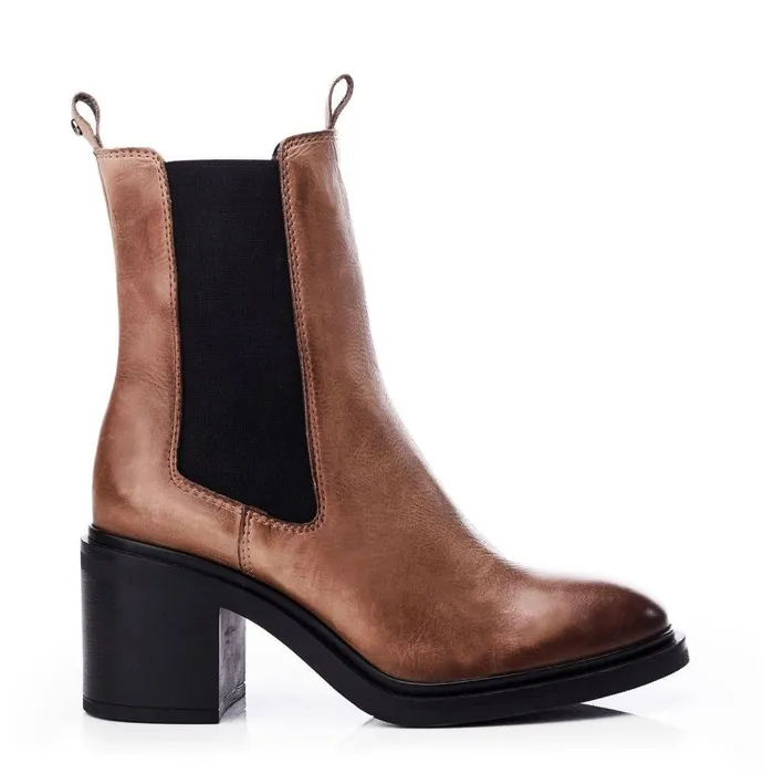 Women Moda In Pelle Heeled And Wedge Boots Blissie Taupe Leather