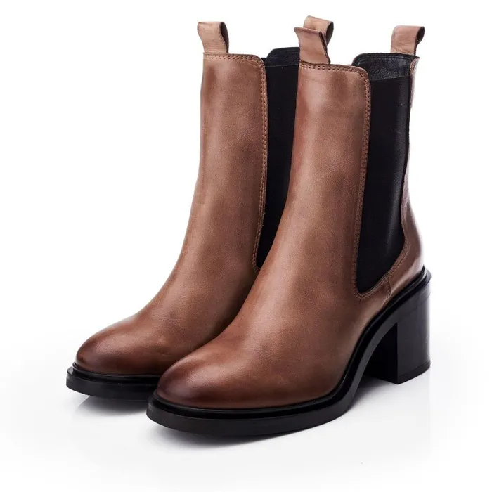 Women Moda In Pelle Heeled And Wedge Boots Blissie Taupe Leather