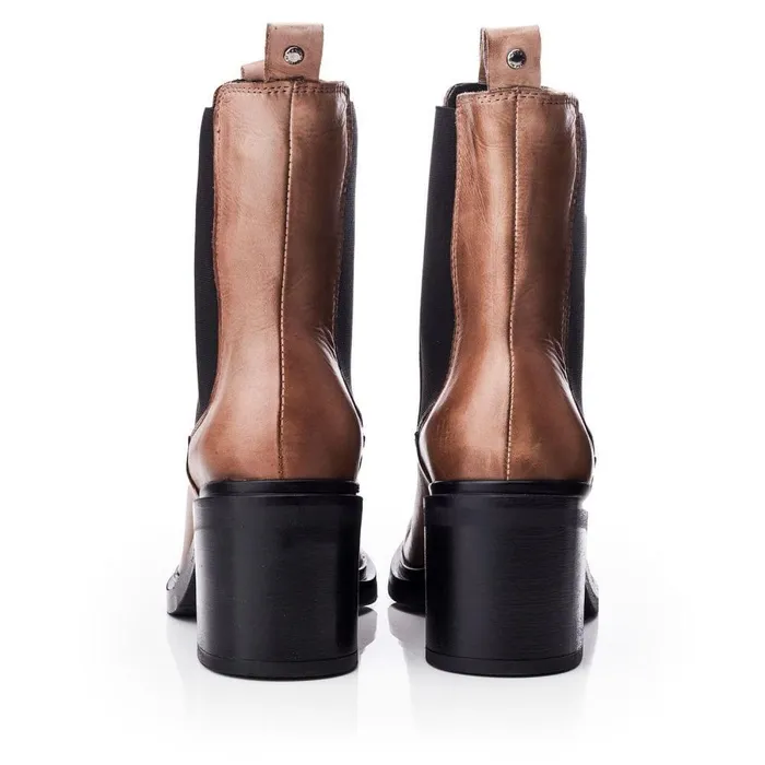 Women Moda In Pelle Heeled And Wedge Boots Blissie Taupe Leather