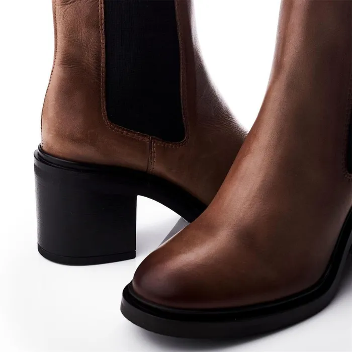 Women Moda In Pelle Heeled And Wedge Boots Blissie Taupe Leather
