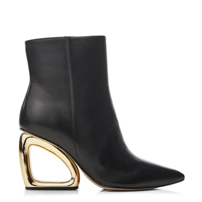 Women Moda In Pelle Heeled And Wedge Boots Leahna Black Leather