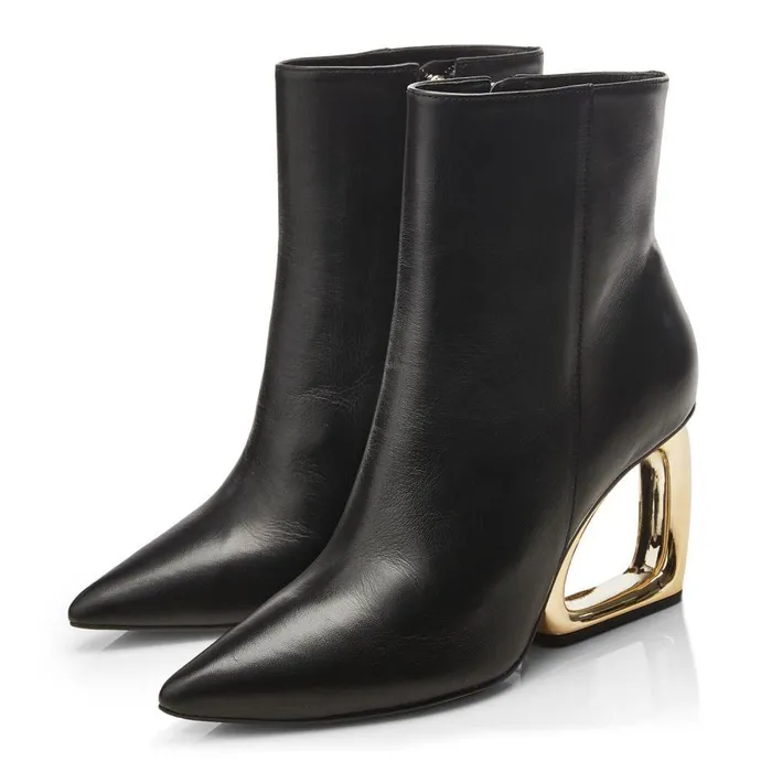 Women Moda In Pelle Heeled And Wedge Boots Leahna Black Leather