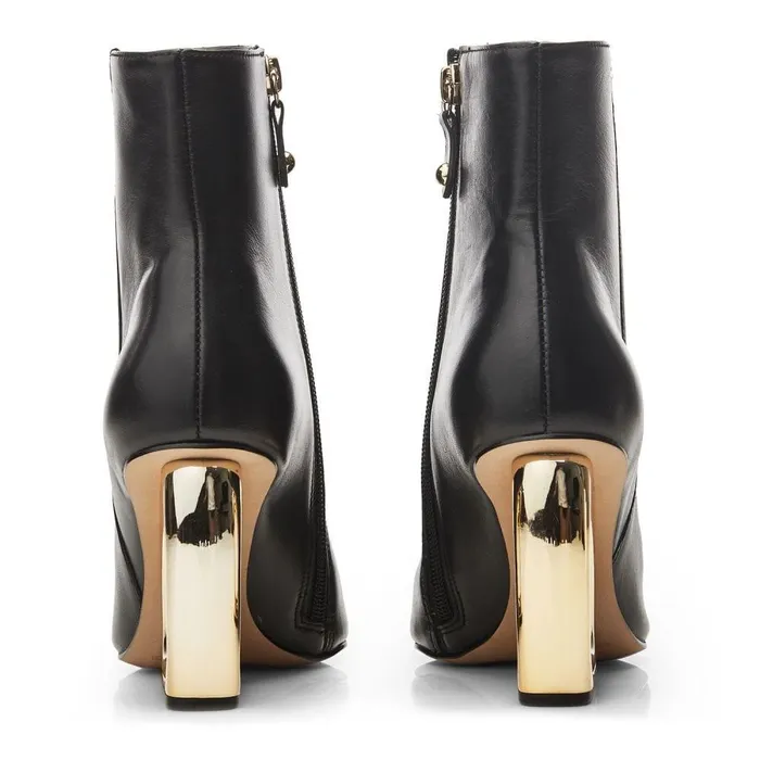 Women Moda In Pelle Heeled And Wedge Boots Leahna Black Leather