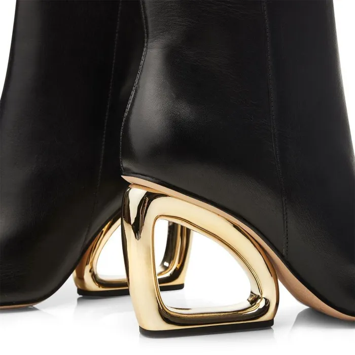 Women Moda In Pelle Heeled And Wedge Boots Leahna Black Leather