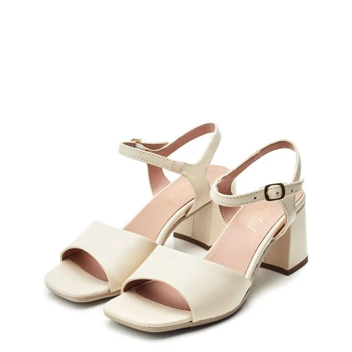 Women Moda In Pelle Heeled Sandals Bsoleful BMiresca White Leather