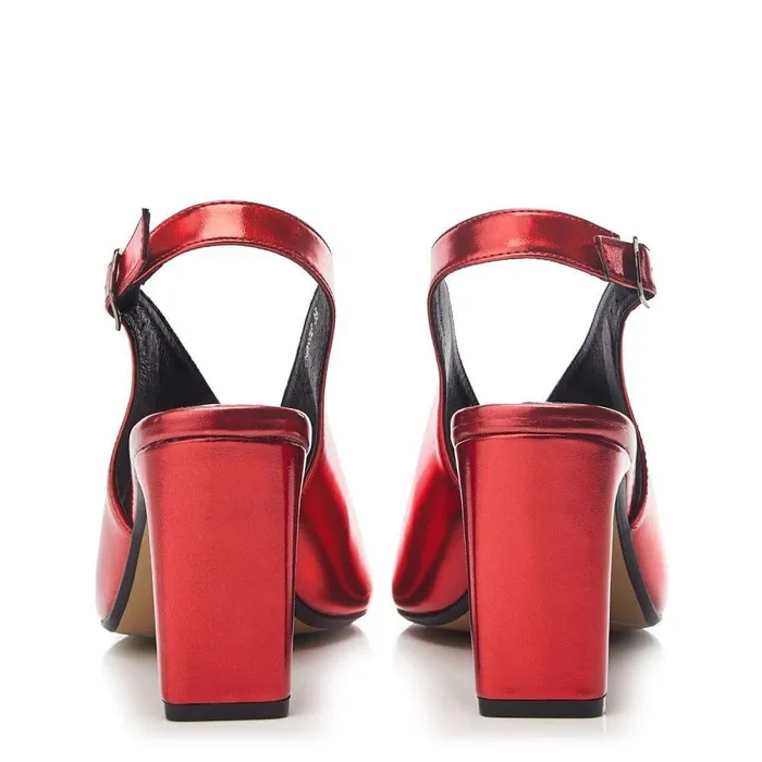 Women Moda In Pelle Heeled Sandals Christiie Red Metallic