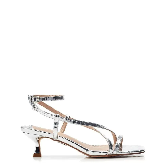 Women Moda In Pelle Heeled Sandals Lisabeth Silver Porvair