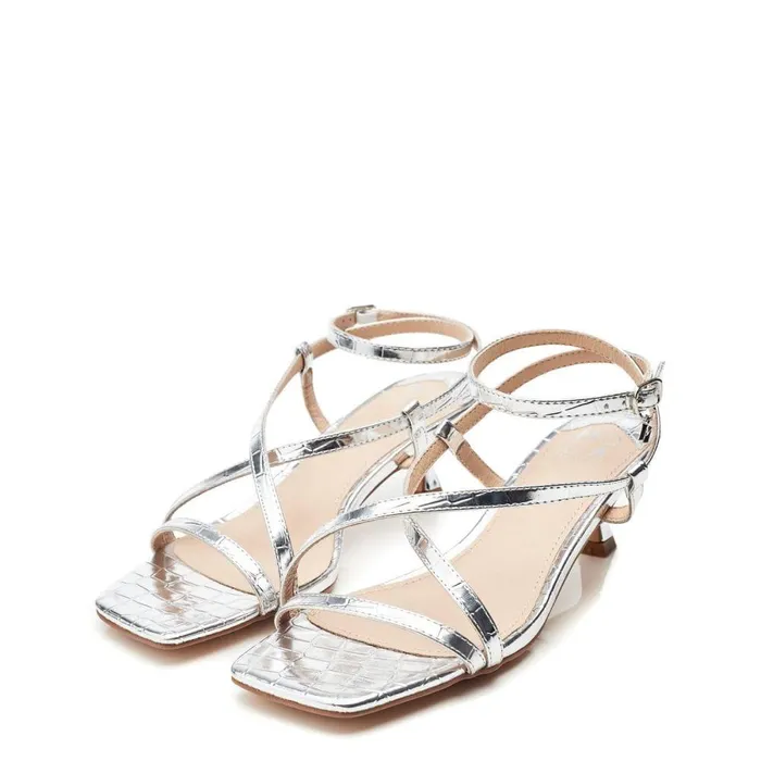 Women Moda In Pelle Heeled Sandals Lisabeth Silver Porvair