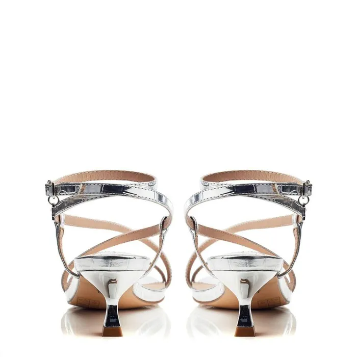 Women Moda In Pelle Heeled Sandals Lisabeth Silver Porvair