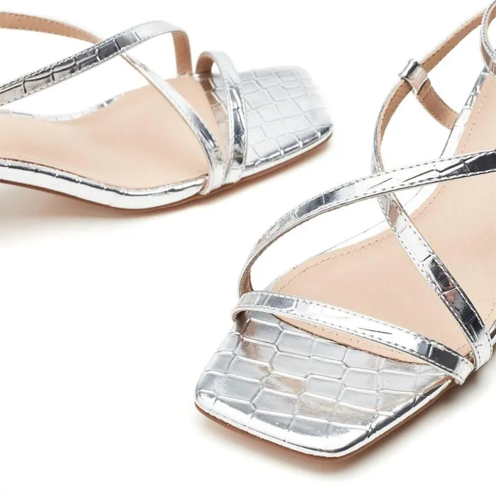 Women Moda In Pelle Heeled Sandals Lisabeth Silver Porvair