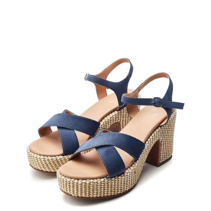 Women Moda In Pelle Heeled Sandals Luchiia Blue Suede