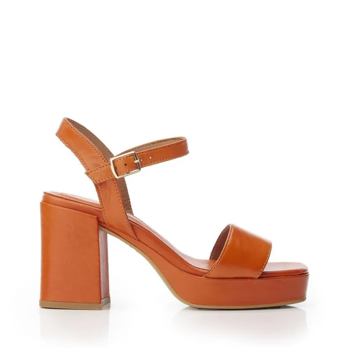 Women Moda In Pelle Heeled Sandals Marciana Orange Leather