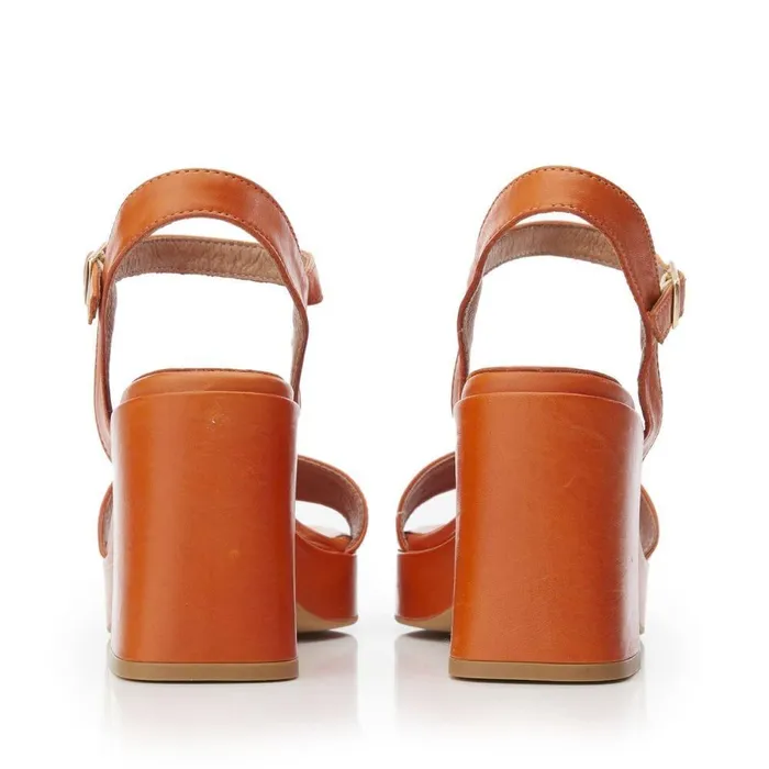 Women Moda In Pelle Heeled Sandals Marciana Orange Leather