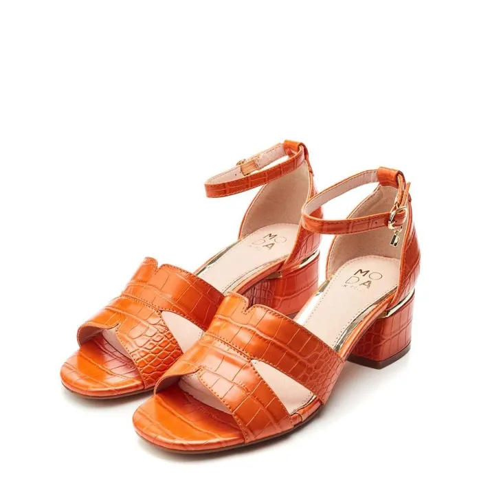 Women Moda In Pelle Heeled Sandals Nafiah Orange Porvair
