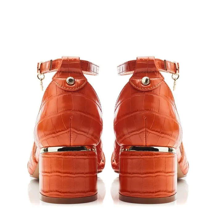 Women Moda In Pelle Heeled Sandals Nafiah Orange Porvair