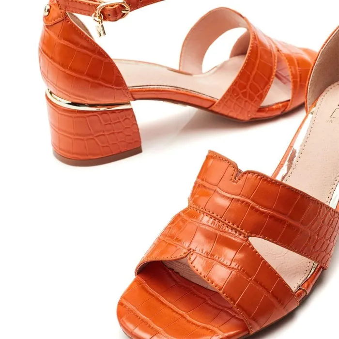 Women Moda In Pelle Heeled Sandals Nafiah Orange Porvair