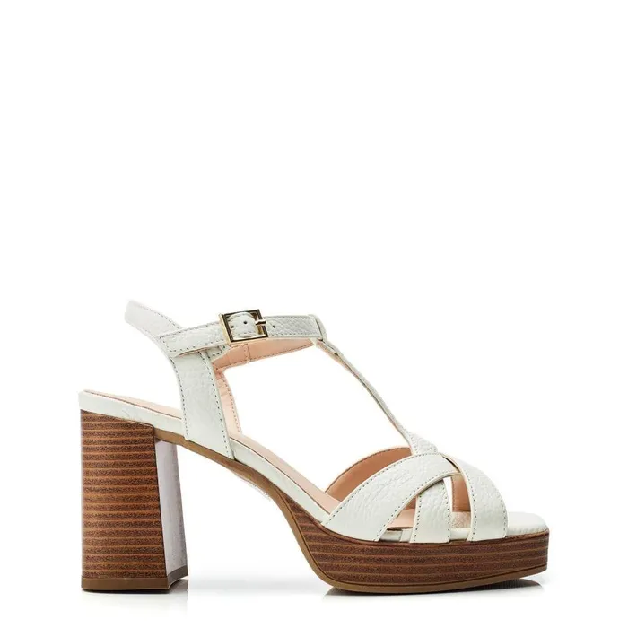 Women Moda In Pelle Heeled Sandals Quinnie Off White Leather