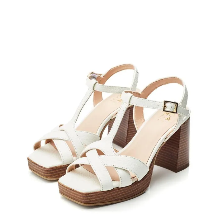 Women Moda In Pelle Heeled Sandals Quinnie Off White Leather