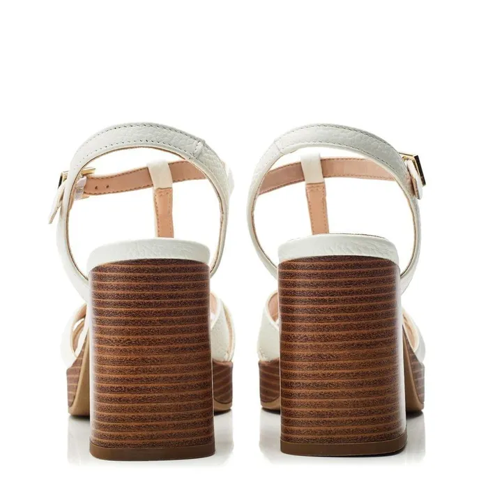 Women Moda In Pelle Heeled Sandals Quinnie Off White Leather
