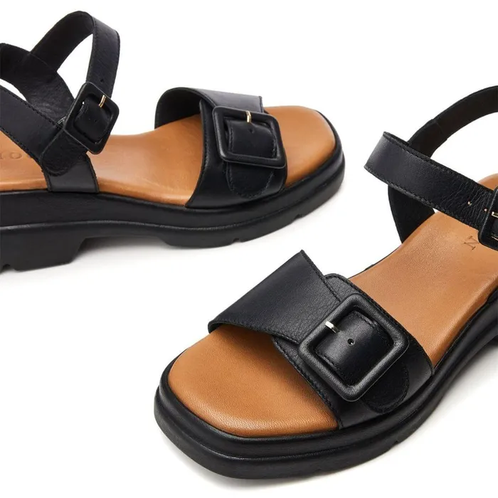 Women Moda In Pelle Heeled Sandals Shoon Sh Shore Black Leather