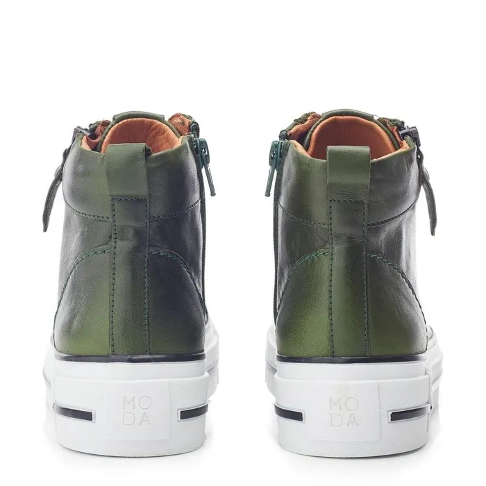 Women Moda In Pelle HighTop Trainers Annaken Green Leather