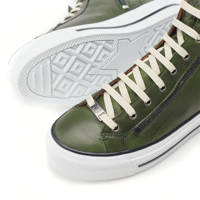 Women Moda In Pelle HighTop Trainers Annaken Green Leather