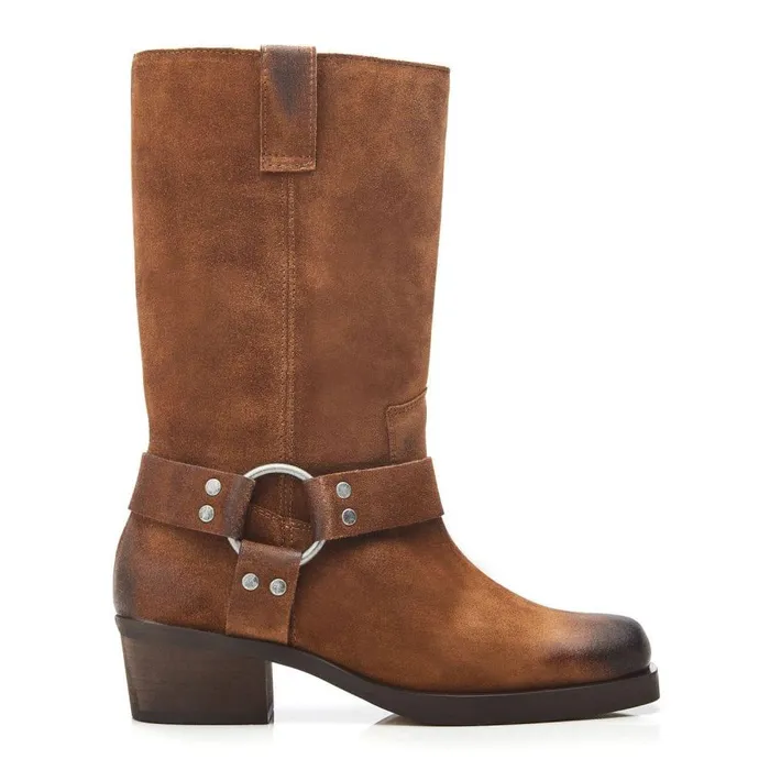 Women Moda In Pelle Knee High Boots Demeter Tan Suede