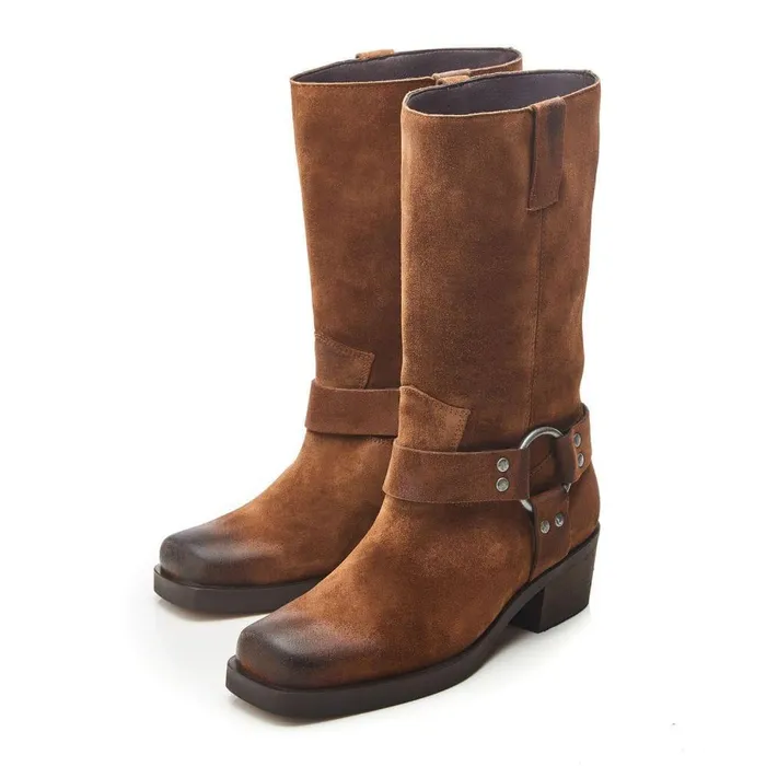 Women Moda In Pelle Knee High Boots Demeter Tan Suede