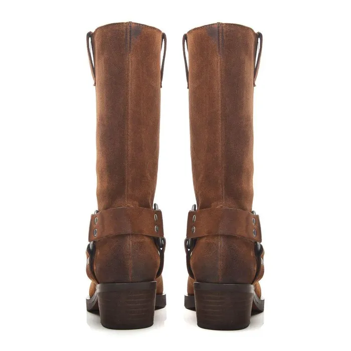Women Moda In Pelle Knee High Boots Demeter Tan Suede