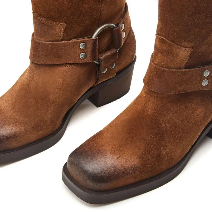 Women Moda In Pelle Knee High Boots Demeter Tan Suede