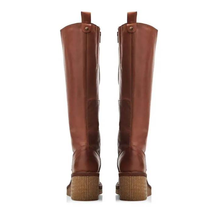 Women Moda In Pelle Knee High Boots Halliyah Tan Leather