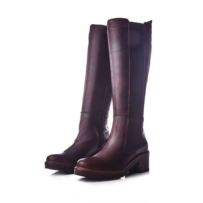 Women Moda In Pelle Knee High Boots Linettie Dark Brown Leather