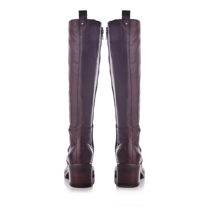 Women Moda In Pelle Knee High Boots Linettie Dark Brown Leather