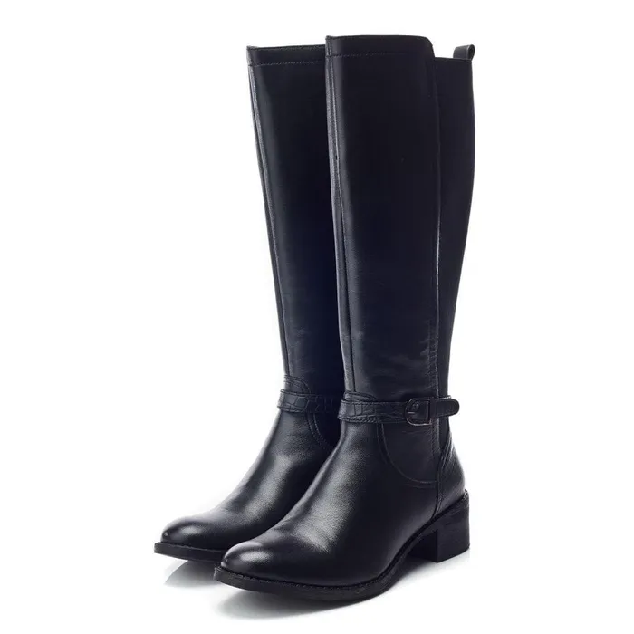 Women Moda In Pelle Knee High Boots Radelle Black Leather
