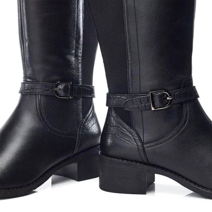 Women Moda In Pelle Knee High Boots Radelle Black Leather