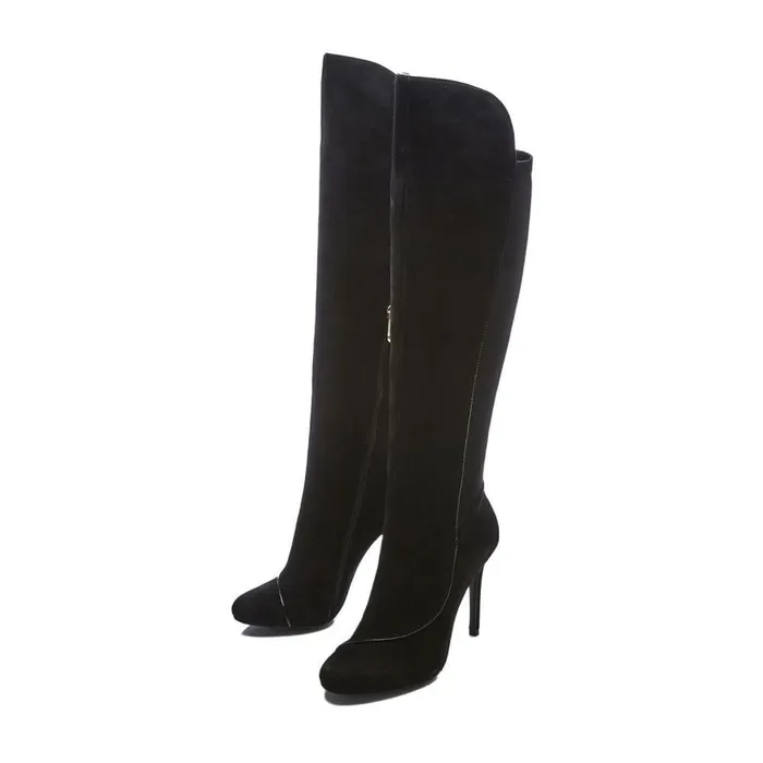 Women Moda In Pelle Knee High Boots Savi Black Suede