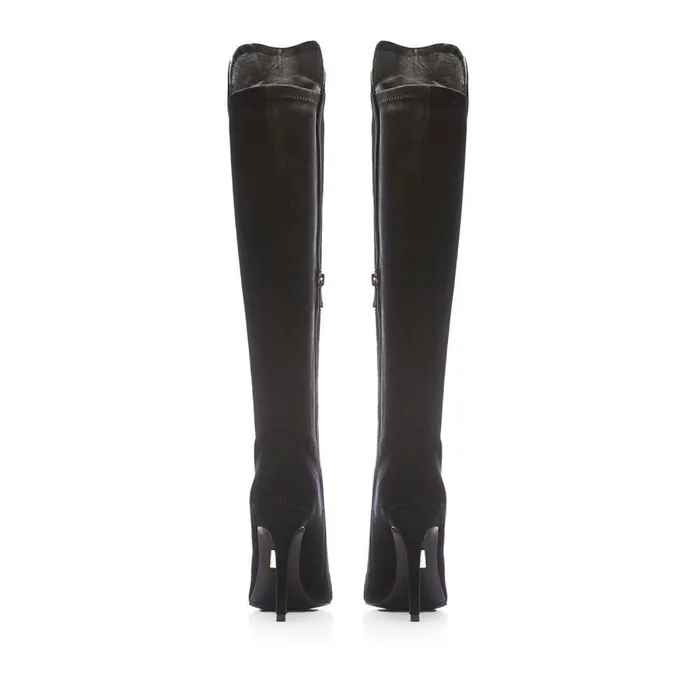 Women Moda In Pelle Knee High Boots Savi Black Suede