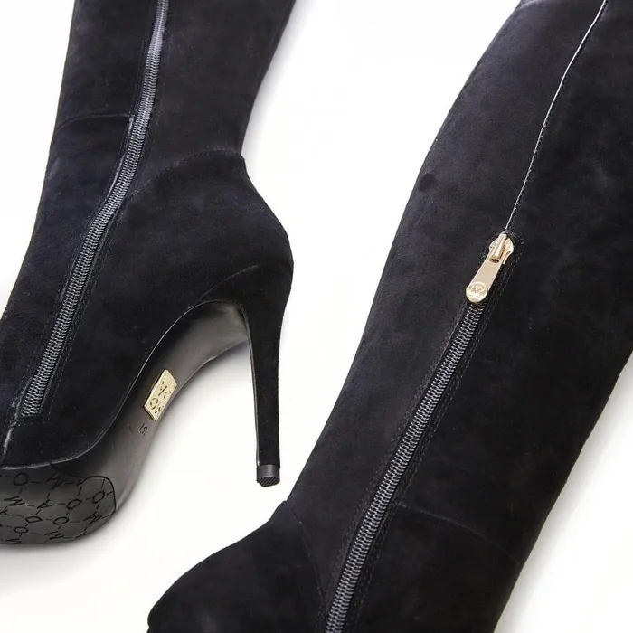 Women Moda In Pelle Knee High Boots Savi Black Suede