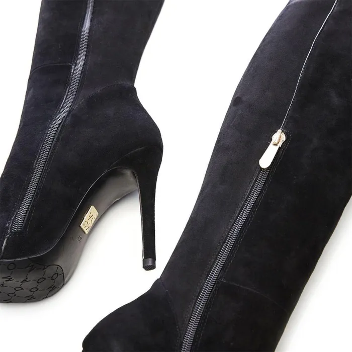 Women Moda In Pelle Knee High Boots Savi Black Suede
