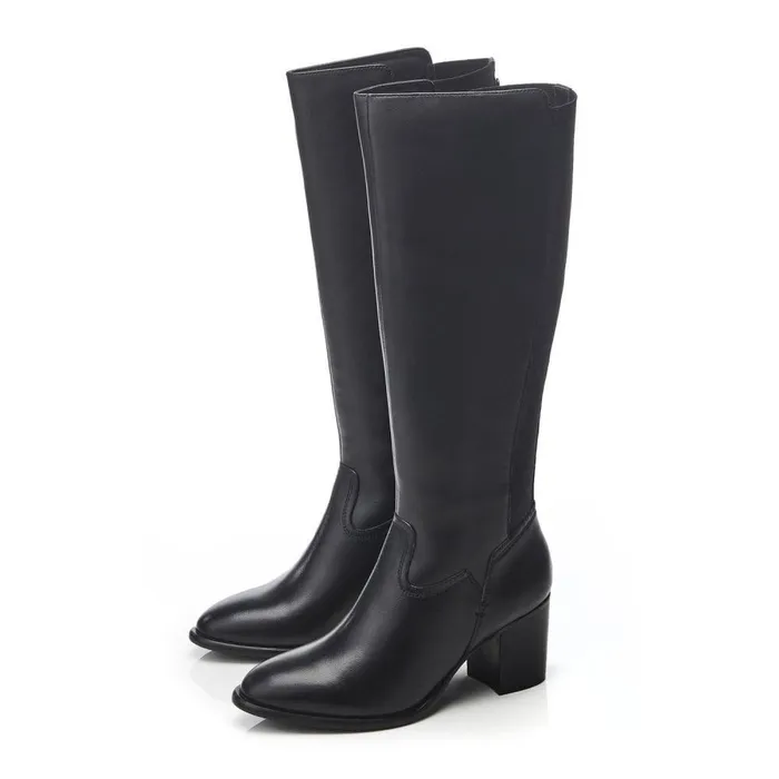 Women Moda In Pelle Knee High Boots Scarletta Black Leather