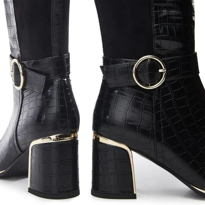 Women Moda In Pelle Knee High Boots Shantel Black Porvair