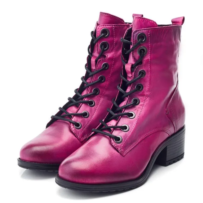 Women Moda In Pelle MidCalf Boots Bezzie Dark Pink Leather