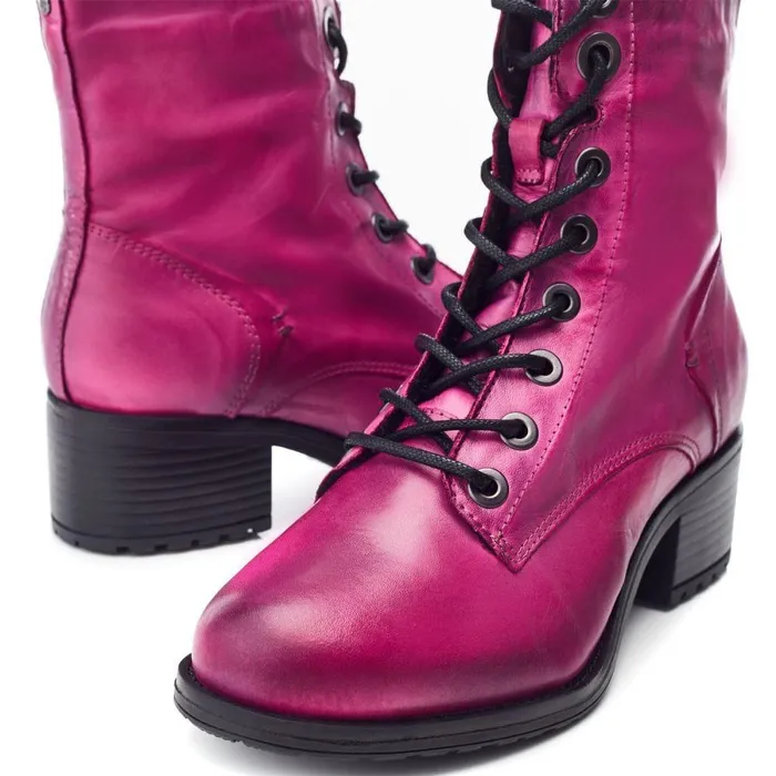 Women Moda In Pelle MidCalf Boots Bezzie Dark Pink Leather