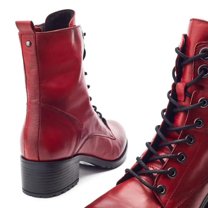 Women Moda In Pelle MidCalf Boots Bezzie Dark Red Leather