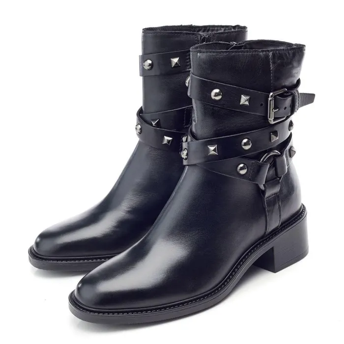 Women Moda In Pelle MidCalf Boots Orsun Black Leather
