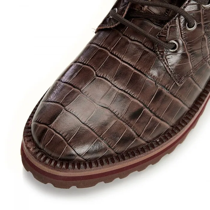 Women Moda In Pelle MidCalf Boots Shoon Sh Gator Brown Croc