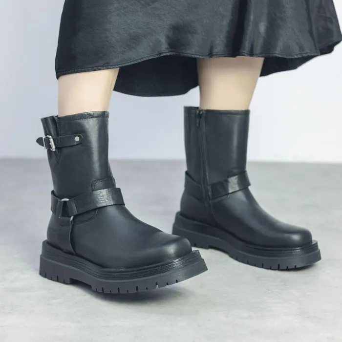 Women Moda In Pelle MidCalf Boots Shoon Sh Orleton Black Leather