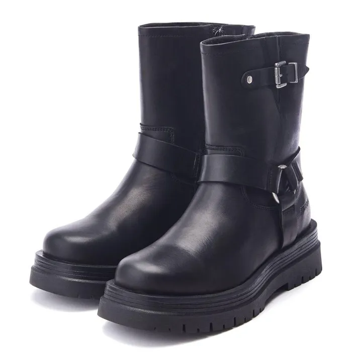 Women Moda In Pelle MidCalf Boots Shoon Sh Orleton Black Leather